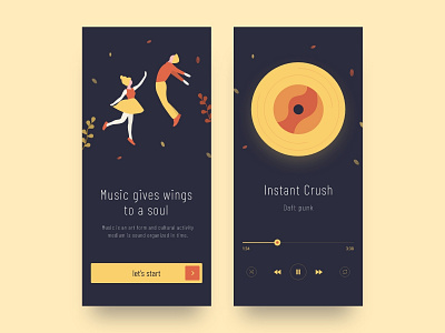 Music App UI app black clean colors dark ui design illustration landing page music ui ux