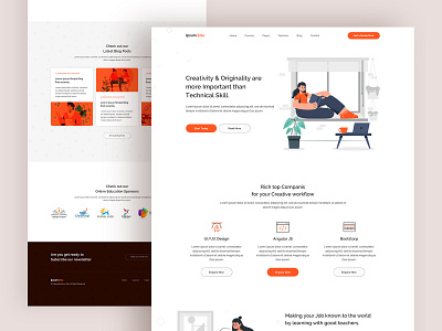 LMS Website Design colorful creative education website illustraion minimalist orange theme design uidesign uiux uxui webdesign website design