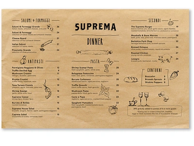 Menu design for a NYC restaurant design food illustration illustration illustration design menu menu design restaurant menu typography