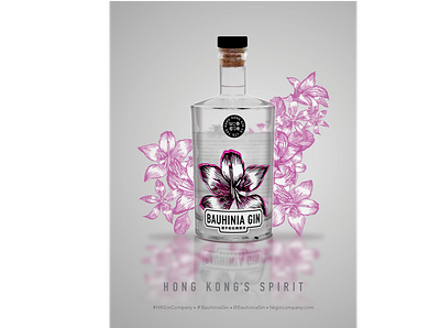 Advertising Poster for a Craft Gin Distillery advertising advertising design bauhinia bauhinia flower brand branding brewery design digital distillery flower graphic design hong kong illustration image imagery poster poster design typography vector