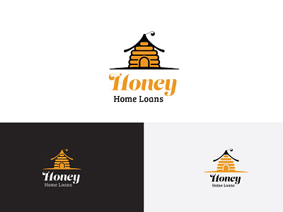 Logo design for Honey Home Loans real estate company beehive branding calligraphy design graphic design house icon identity illustration logo logotype real estate typography vector