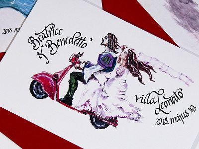 Wedding Design bride calligraphy groom italian just married marriage renaissance vespa wedding