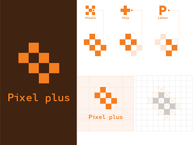 Pixel plus logo branding design icon illustration logo minimal typography