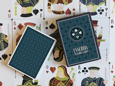 Essentia Playing Cards top view courts essentia flat design graphic illustrator kickstarter pattern playing cards product retro