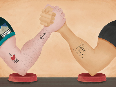 Arm Wrestle Editorial Illustration arm wrestle b2b editorial illustration magazine