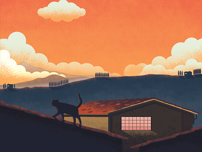 Roof With a View building cat cats illustration illustrator italy roof texture tuscany