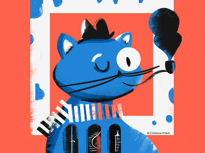 Blue Cat blue cat cat illustration character cristiannefritsch design digital art digital illustration digital painting illustration mixed media