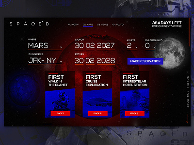 Spaced Webprototype Seccion1 astronout space spacedchallenge spaceship web uiux