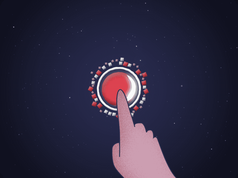 Red Planet 2d after animation button design effects explosion flat gravity illustration motion newton planet push red space