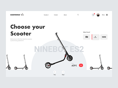 E-commerce scooter customizing concept - Home Page #2 app cart concept custom customization design ecommerce ecommerce design product design scooters