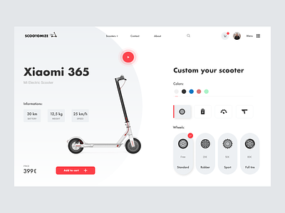 E-commerce scooter customizing concept - Custom Page