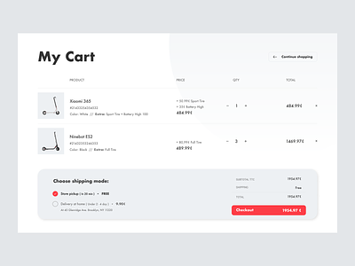 E-commerce scooter customizing concept - Cart Page #1 app cart concept custom customization design ecommerce ecommerce design payment scooters shipping shop shopping