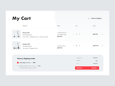 E-commerce scooter customizing concept - Cart Page #1