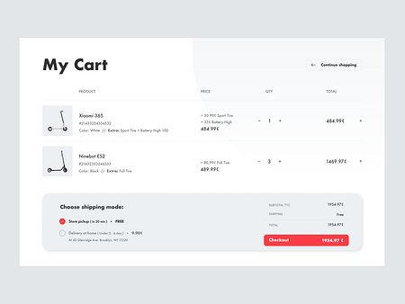 E-commerce scooter customizing concept - Cart Page #1 by Jaymin Patel ...