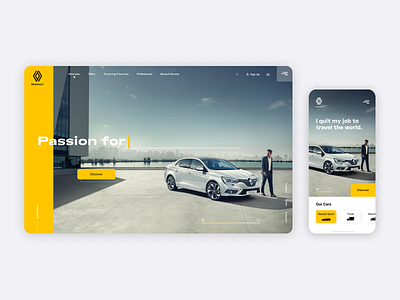 Renault — Website & Logo Redesign brand brand design branding car concept design destop logo logotype minimal mobile mobile design modern design modern logo redesign renault responsive ui ux websitedesign