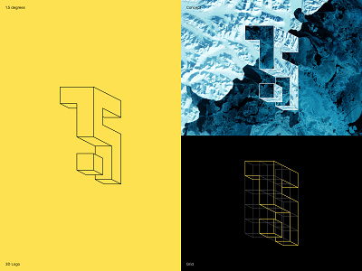 1.5 Degrees 1.5 3d black branding climate climate change concept degrees graphic design grid ice logo logotype yellow