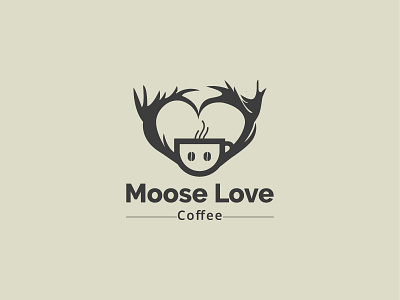 Moose love Coffee logo branding clean coffee dear logo mooselogo