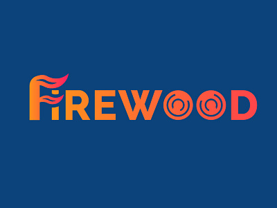Firewood logo concept fire gradient illustration logo wood