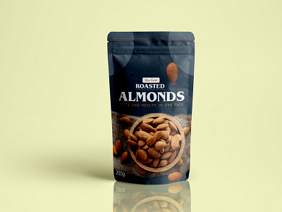 Almond Pouch Packaging Design almond branding creative design icon illustration packagedesign plastic bag pouch mockup