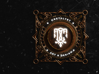 Seal of Cretalyst 3d 3d design blender blender3d brand identity branding cretalyst design graphic design hardik singh illustration logo ornamental ornate ornate logo seal seal of cretalyst traditional victorian vintage