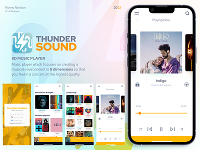 THUNDER SOUND - Music Player app colors figma gradient illustration logo music ui ux