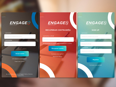 Login screen Design Exploration - Engage group