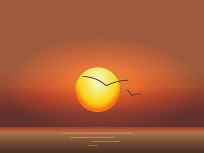 Birds at Sunset birds illustration sunset