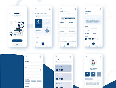 Task Management App ( Monochrome color theme) app mobile app monochrome task management ui ux