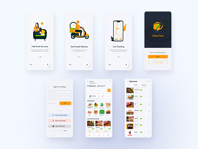 Food Delivery App app delivery food food delivery light minimal mobile app orange ui ux