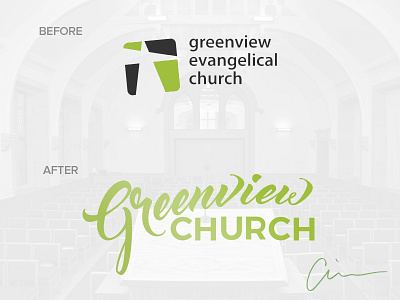 Greenview Church Rebrand church evangelical green greenview logo rebrand script