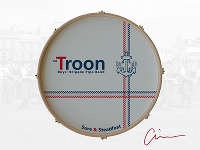 1st Troon Boys' Brigade Pipe Band Bass Drum Head 1st bass boys brigade design drum first head scottish troon