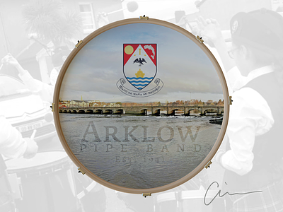 Arklow Pipe Band Bass Drum Head arklow band bass design drum head logo pipe scottish vector