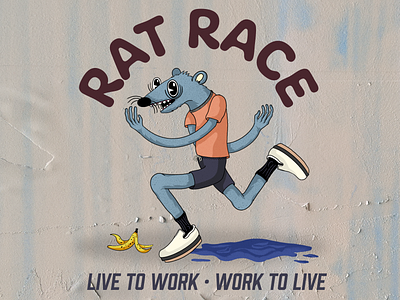 Rat Race banana branding character design editorial illustration hand drawn illustration procreate rat type