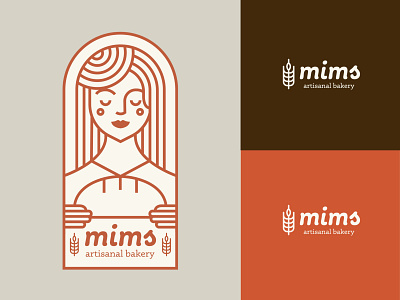 Mims Bakery Logo branding bread food identity illustration logo