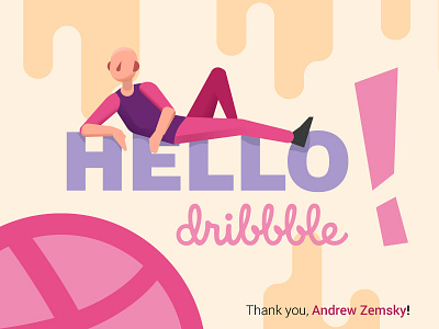 Hello dribbble debut dirbbble hello illustration man vector