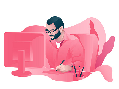 Illustrator at work art design draws drawsomething icon illustration illustration art illustrator illustrator design man people people icons pink ui ux ui design vector vector animation vector artwork vector artworks