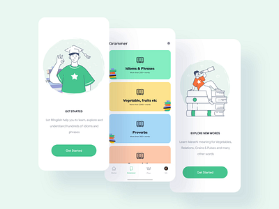 Language Learning app - Animation animation animation design app design course app dictionary app grammar app grammar ui illustration animation illustrations language app language course learn english learning app mobile interaction offline dictionary onboarding screen premium screen translation app trendy design vector animation