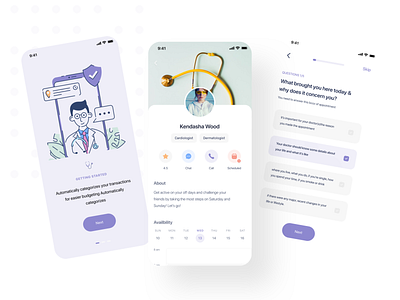 Medical Service App doctor doctor app doctor appointment doctor profile health app healthcare hospital app medical app medical care medicine app message app mobile app onboarding screen patient app questions quiz app schedule app task list to do app uidesign