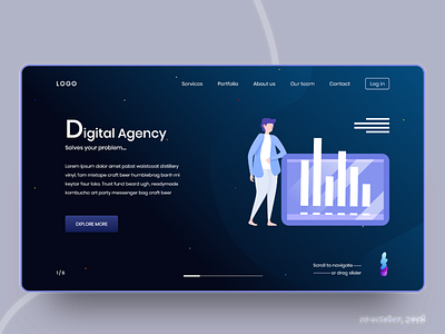 Digtal Agency Task Header Exploration adobe xd homepage illustration illustrator landing page landing page illustration minimal scrolling tech company ui ux web deisgn