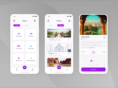 Ticket App air ticket android app design app design bus ticket app gradient background hotel booking ios app design iphone x app mockup ship ticket ticket app train ticket app travel app uiuxdesign user center design user experience design