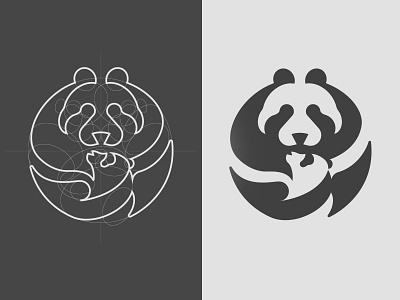 Negative space panda logo
