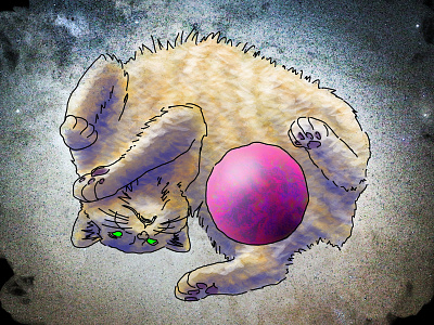 Cat Illustration animal cat cat illustration illustration milky way nebula planet playful space stars