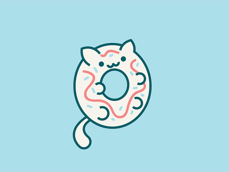 Cat Donut | Weekly Warm-Up blue cat cute donut gif pink sprinkles
