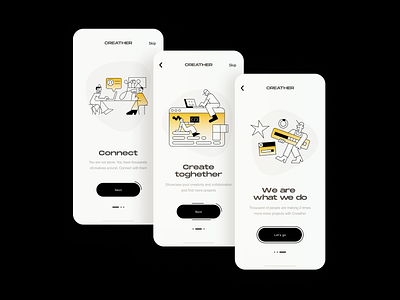 Onboarding app creative design digital minimal minimalist mobile mobile app mobile ui typography ui uidesign ux