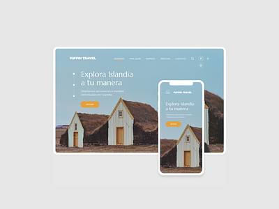 Puffin travel web design design digital illustration islandia minimal minimalist ui uidesign ux vector web