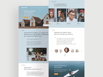 Puffin travel landing design digital illustration landing landing page minimal travel ui uidesign ux vector web