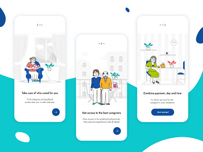 Find Caregiver app care design elderly family healthy illustration mobile nurse ui design