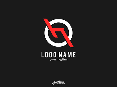 Logo Name portfolio black brand circle h lettering logo logo script name rebrand red simple logo white