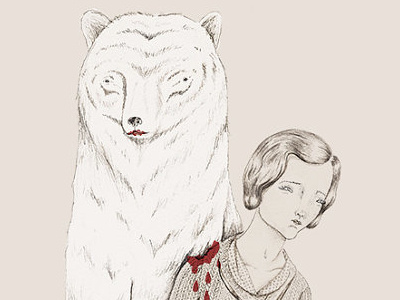 Never Knew Love animal bear blood creepy drawing illustration vintage woman