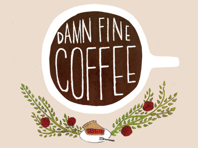 Damn Fine Coffee floral flowers hand drawn handlettering illustration logo plants roses twin peaks typography watercolor
